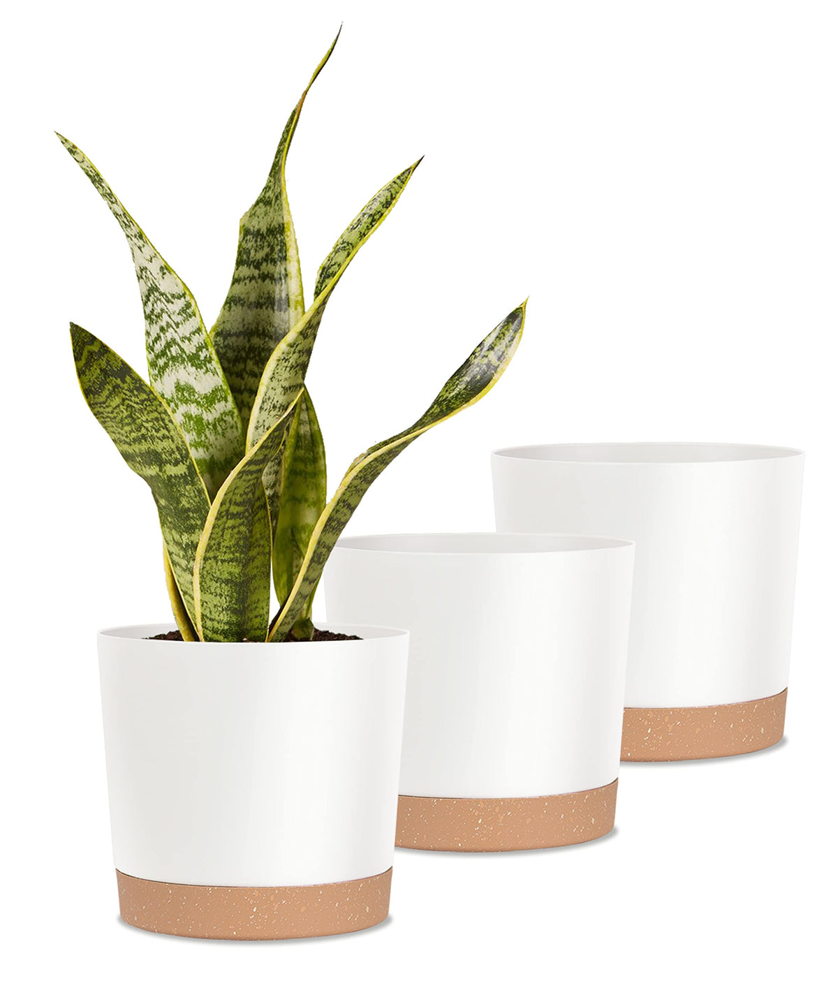 kubvici pack de tres macetas blancas vista frontal, versatilidad decorativa