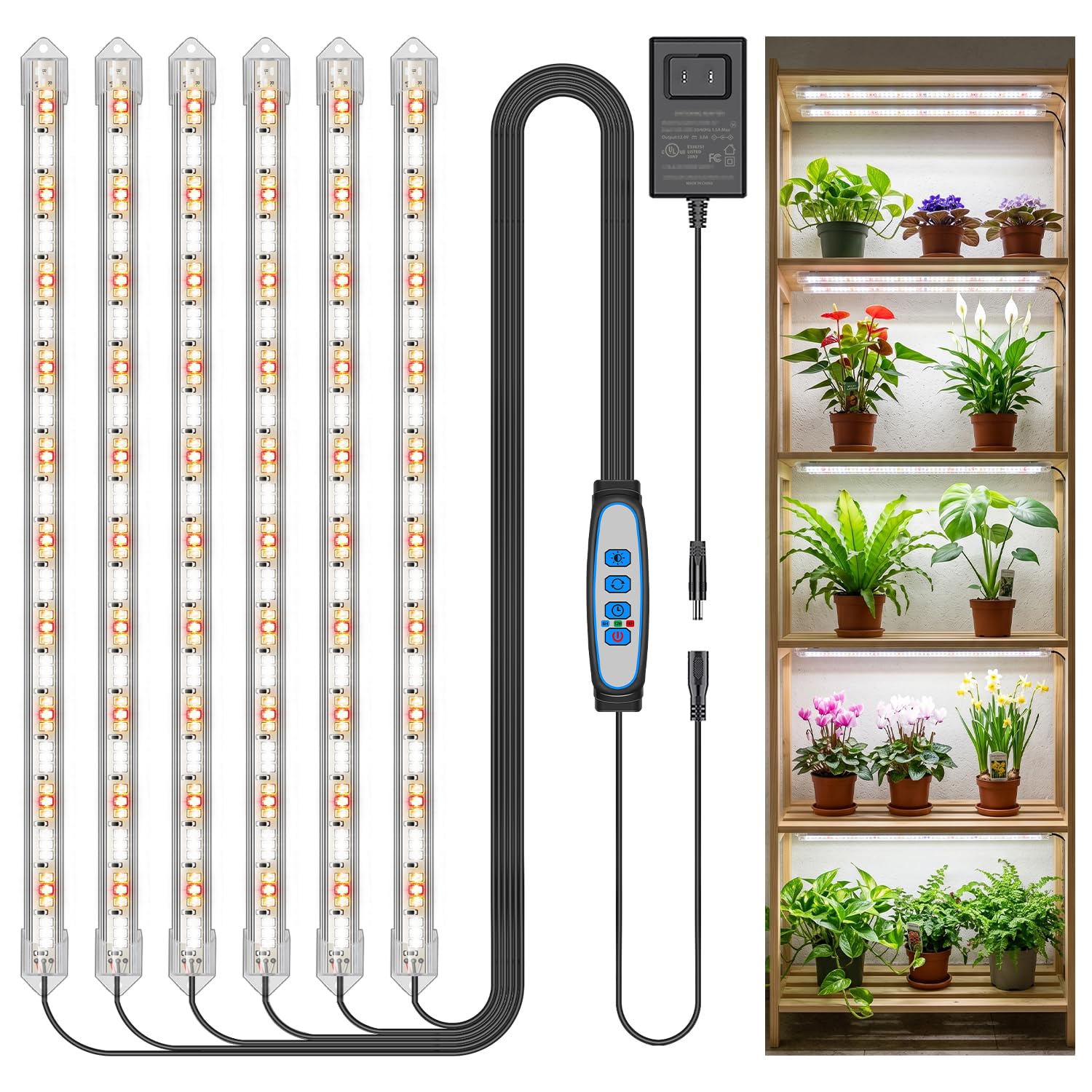 Kullsinss vista frontal de la tira LED beneficiando plantas en maceta