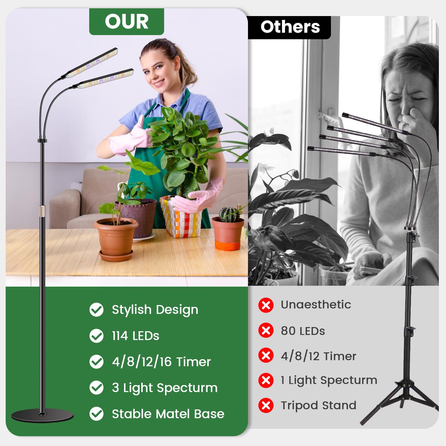 Kullsinss primeros planos de LEDs multiespectro, color equilibrado para crecimiento