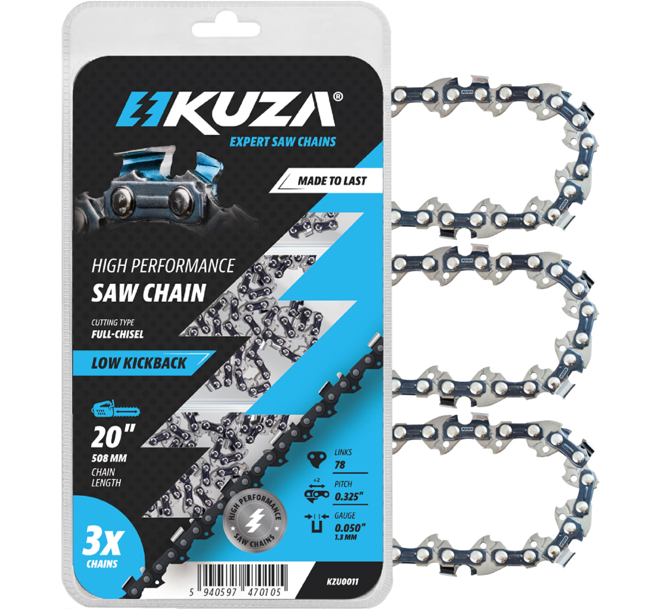 KUZA imagen frontal del empaque mostrando compatibilidad y tamaño