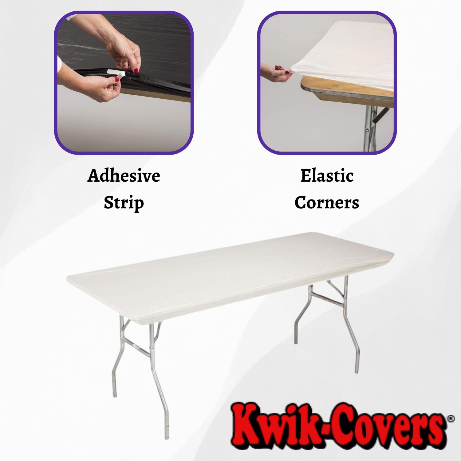 Kwik-Covers detalle de la tira adhesiva de 4 pulgadas proporcionando soporte lateral extra