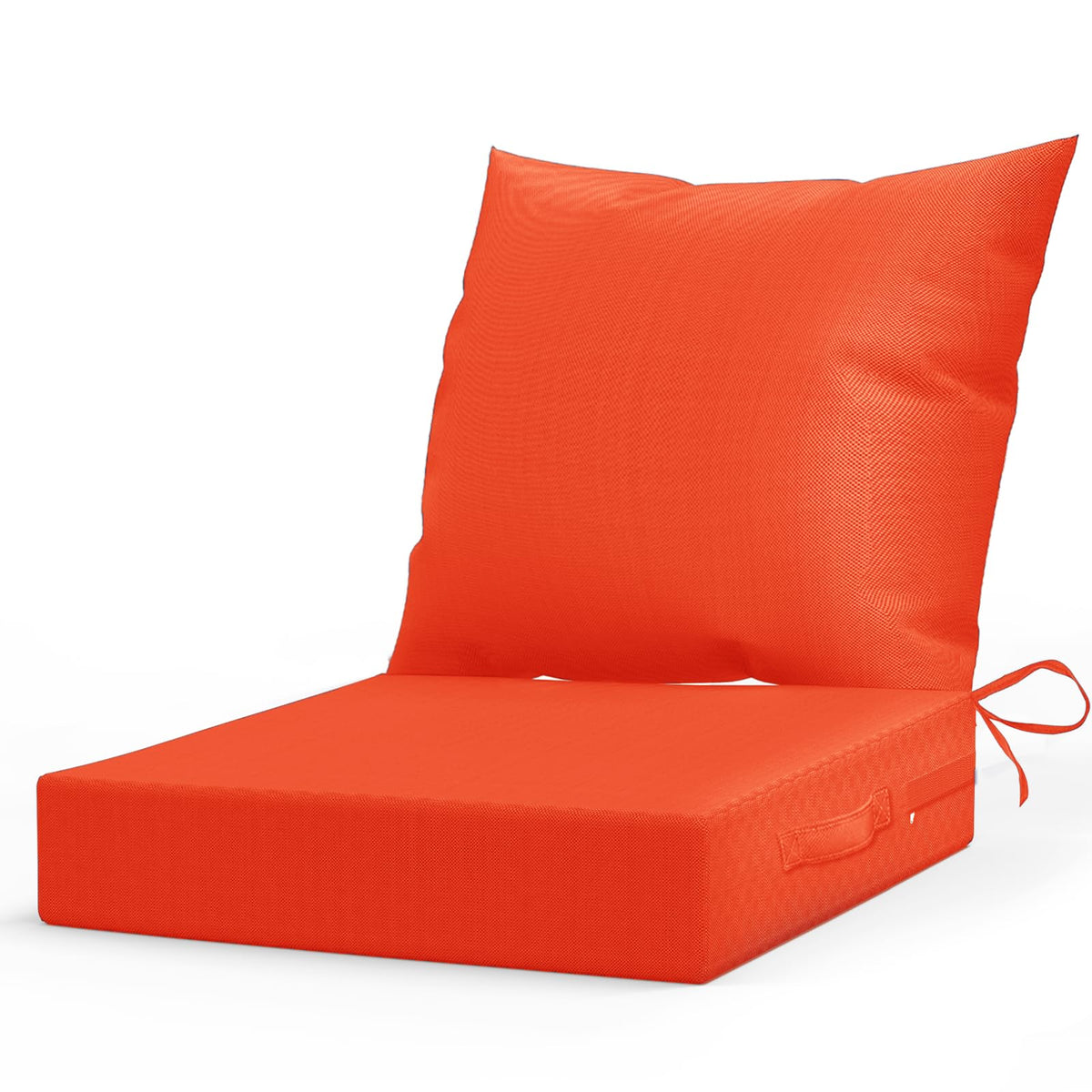 L'AGRATY cojín frontal naranja mostrando diseño y color duradero