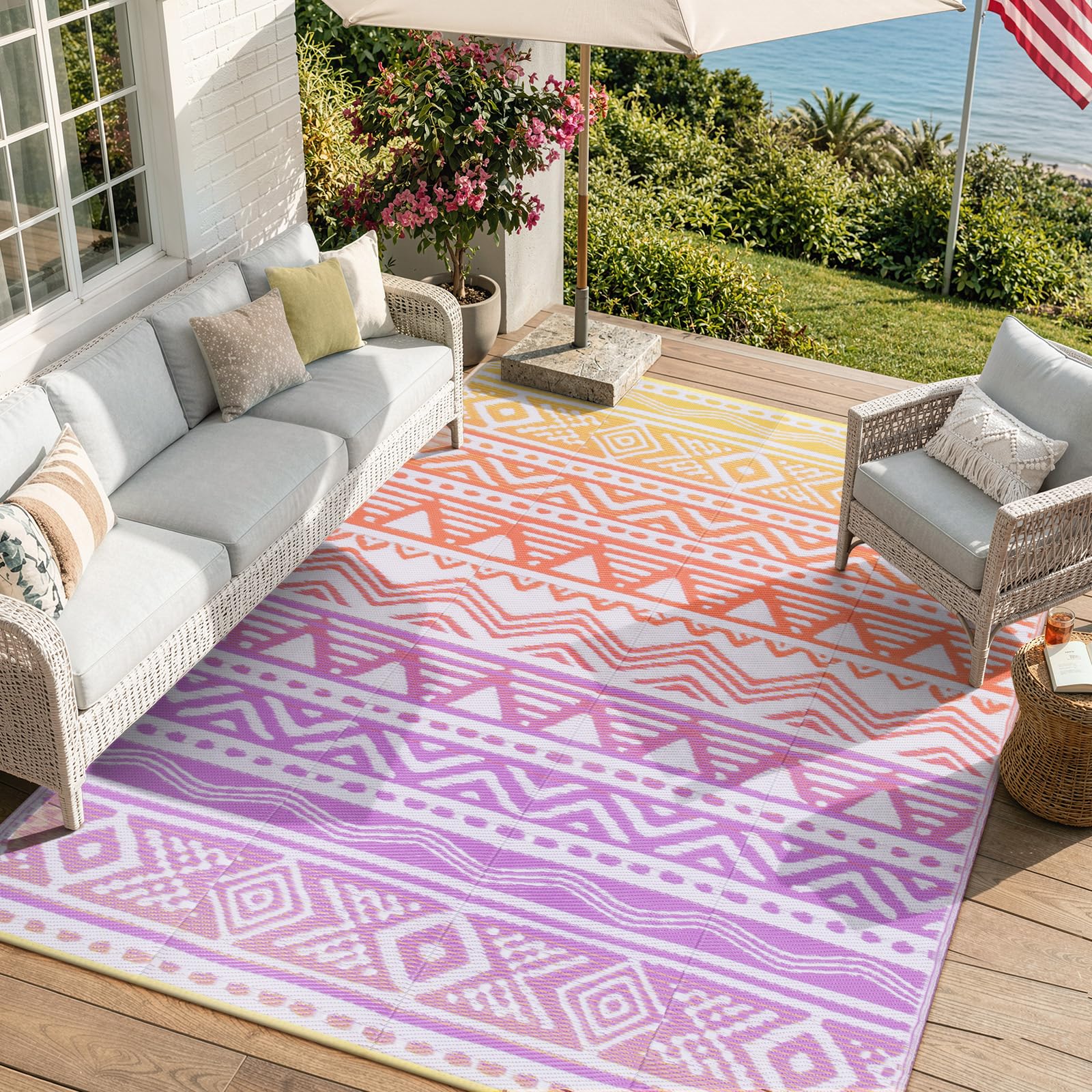 Lahome alfombra exterior 6x9 vista frontal protege espacios exteriores