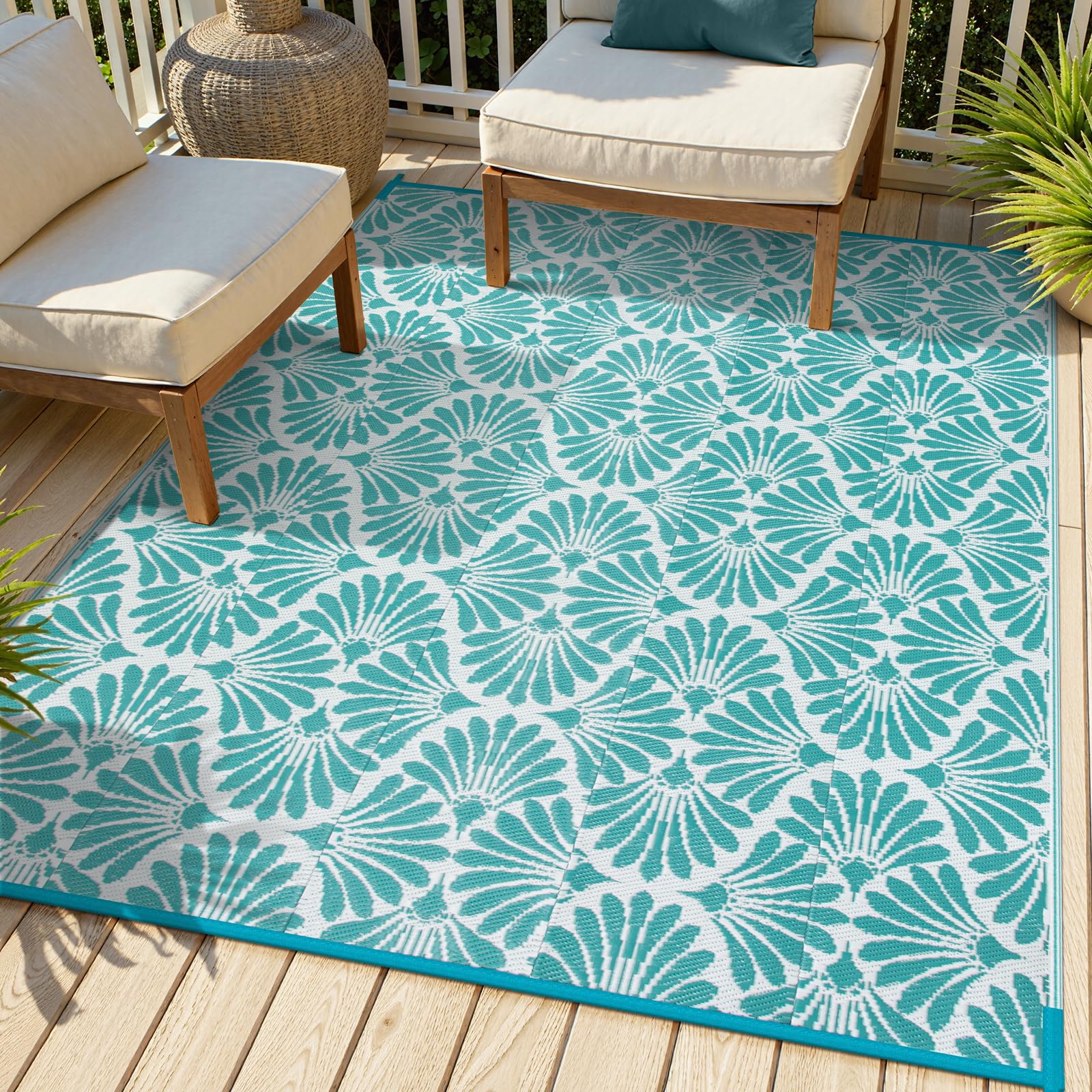 Lahome alfombra exterior frontal con diseño arcoíris y color vibrante