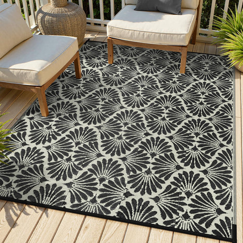 Lahome alfombra frontal mostrando diseño floral y tamaño útil