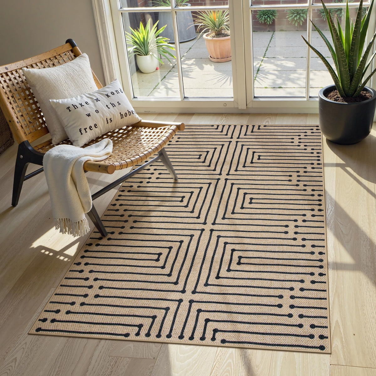 Lahome alfombra frontal en entrada aporta estilo boho y bienvenida duradera