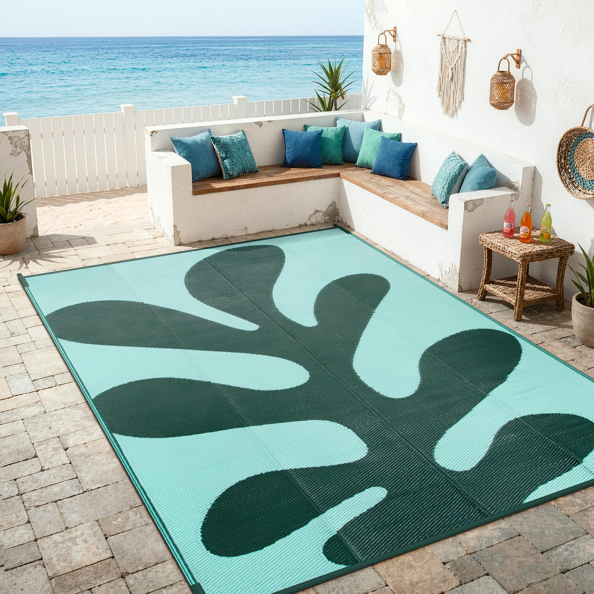 Lahome alfombra frontal verde coral mostrando diseño y beneficio estético