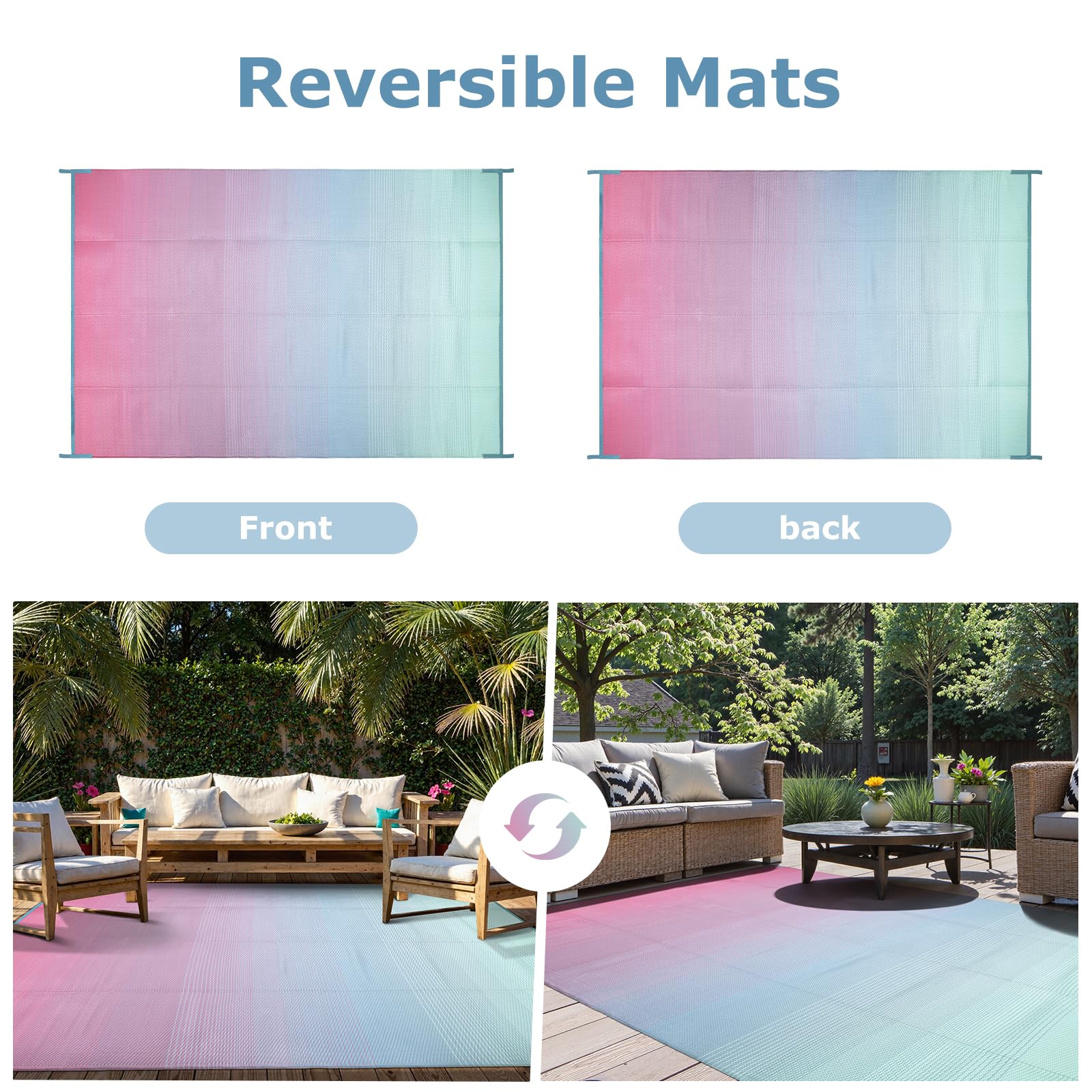Lahome alfombra colocada en patio con muebles, añade confort