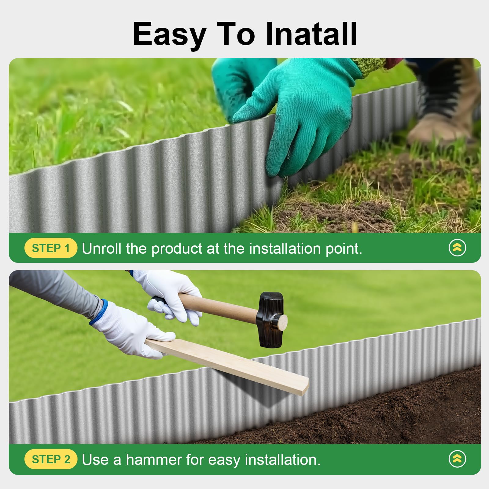 Land Guard en entorno de jardín con caminos y flores, resultado estético