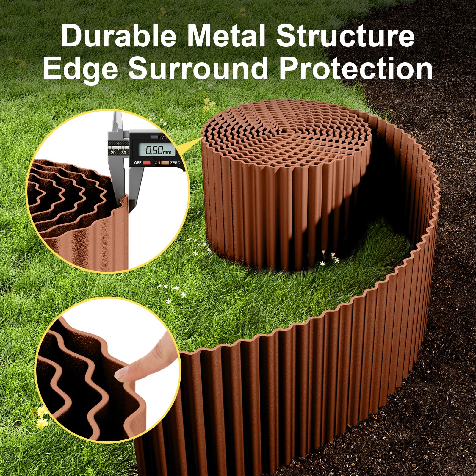 Land Guard etiqueta y extremo cortado que muestra precisión CNC y medidas fiables