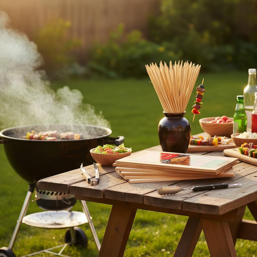 Langxinese tablas de cedro en parrilla con humo controlado aportando sabor