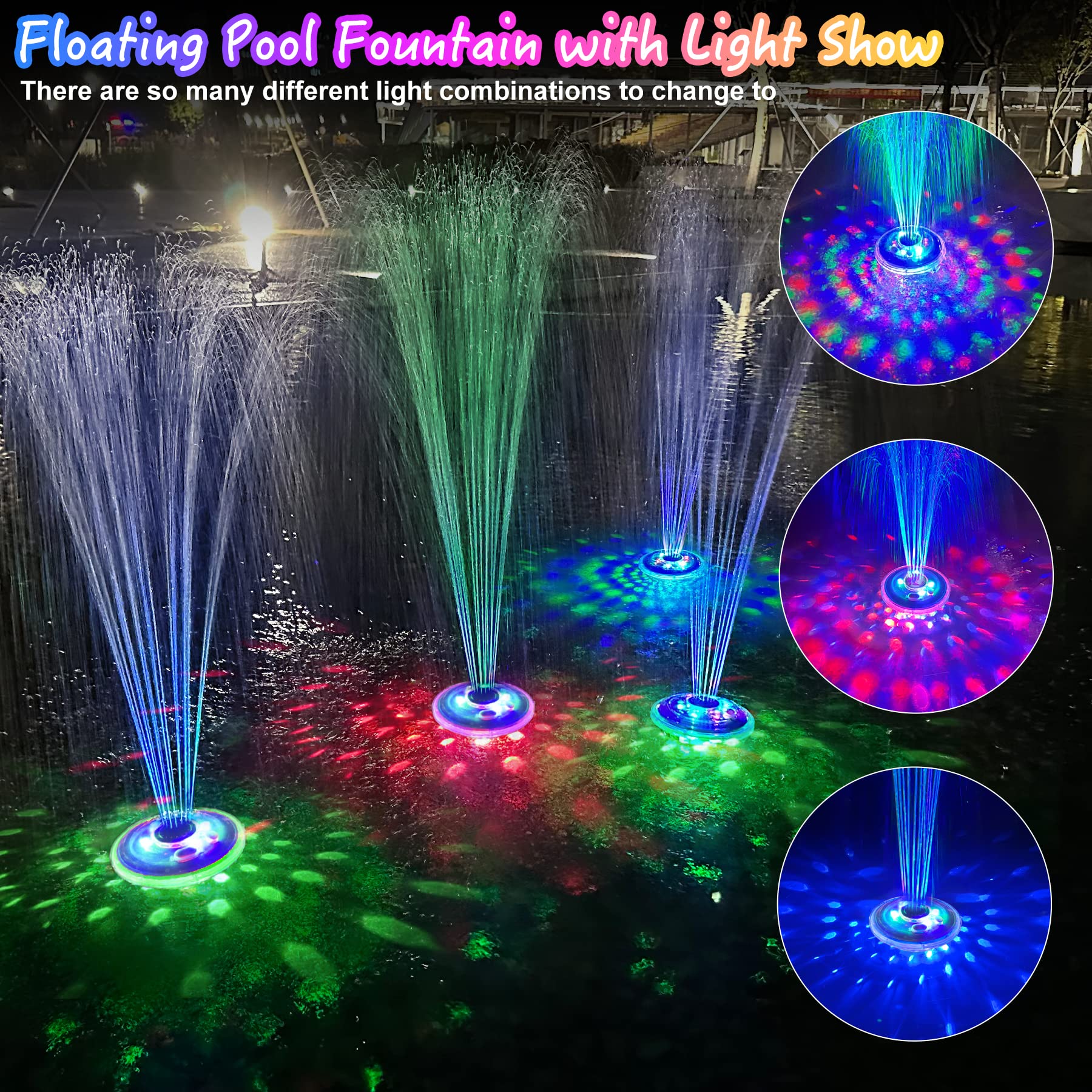 LanPool en piscina nocturna encendida, aporta iluminación decorativa y efecto visual