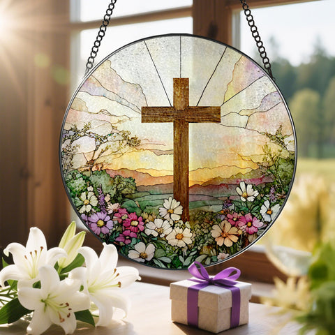 LAOWEIKI suncatcher en sala decorada, añade ambiente sereno y tono religioso