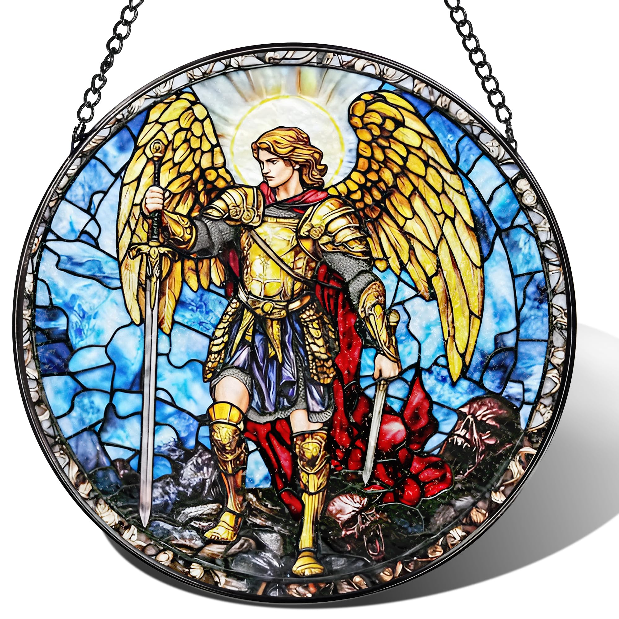 LAOWEIKI vista frontal del Arcángel Miguel mostrando colores vivos