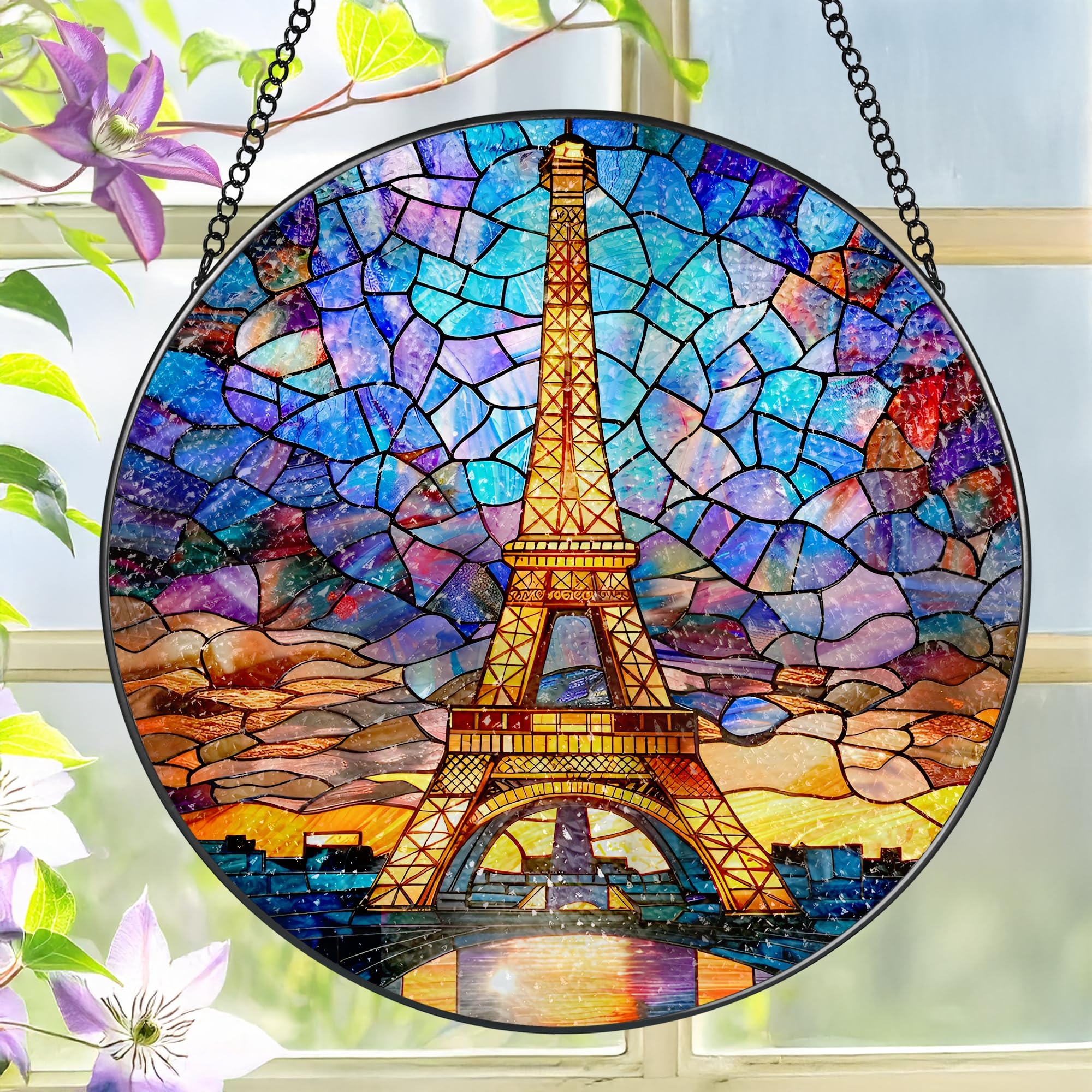 LAOWEIKI atrapasol Torre Eiffel vista frontal con colores vibrantes