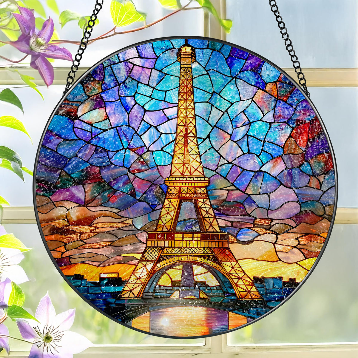 LAOWEIKI atrapasol Torre Eiffel vista frontal con colores vibrantes