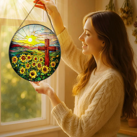 LAOWEIKI colgante en ventana reflejando luz para un ambiente cálido