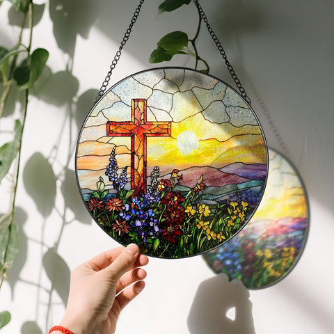 LAOWEIKI suncatcher en ventana con luz directa creando ambiente cálido