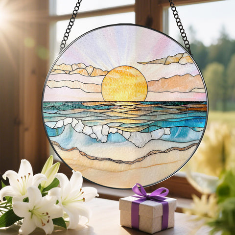 LAOWEIKI suncatcher en ambiente sala con estilo playa iluminando