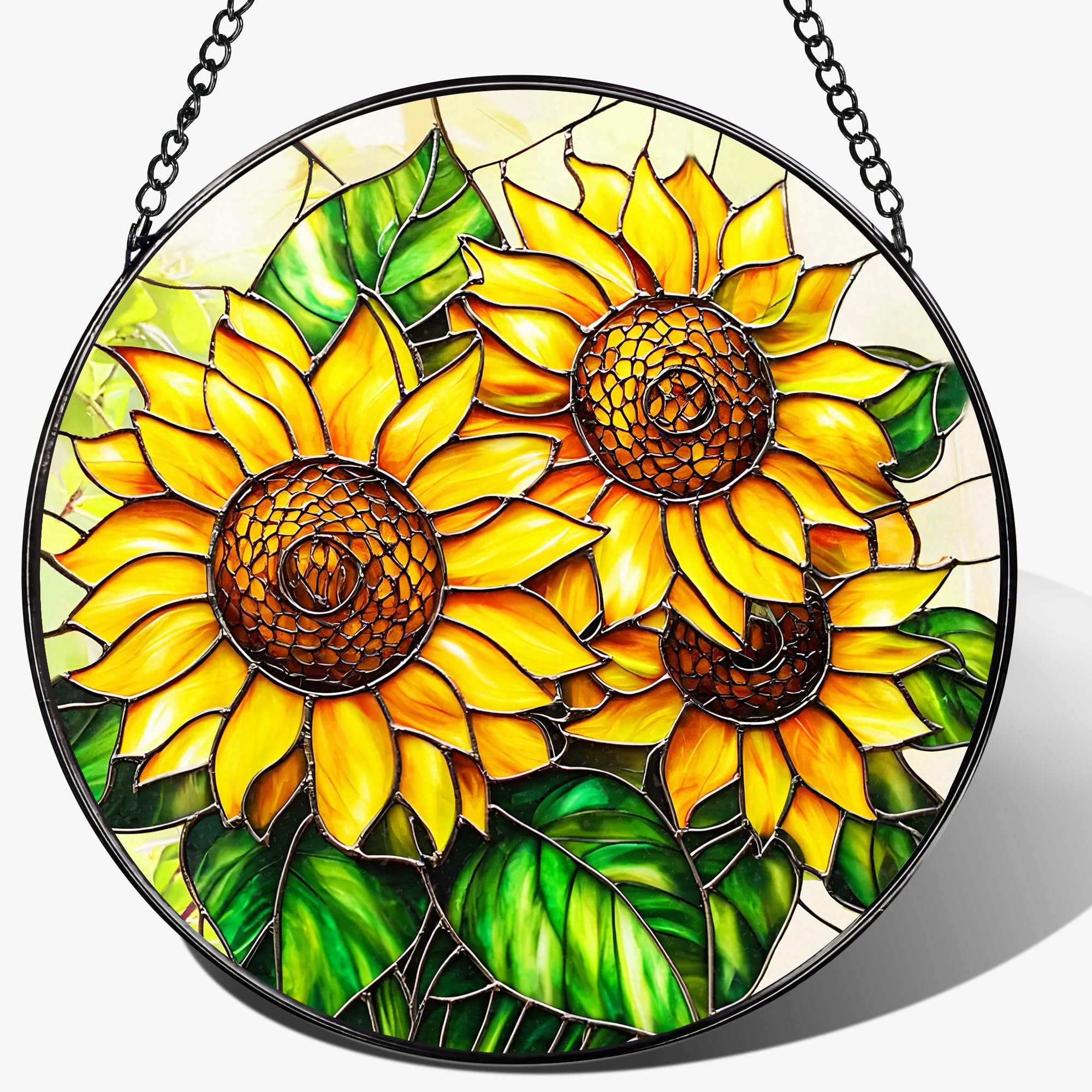 LAOWEIKI colgante girasol frontal con colores vivos y atractivo decorativo