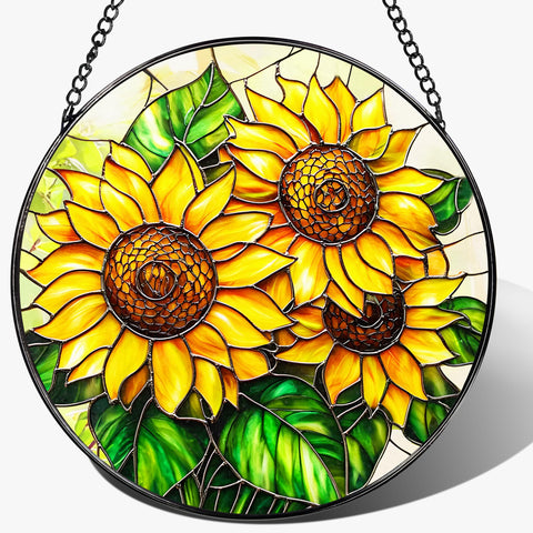 LAOWEIKI colgante girasol frontal con colores vivos y atractivo decorativo