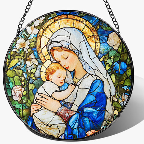 LAOWEIKI imagen frontal de Virgen María mostrando devoción y color