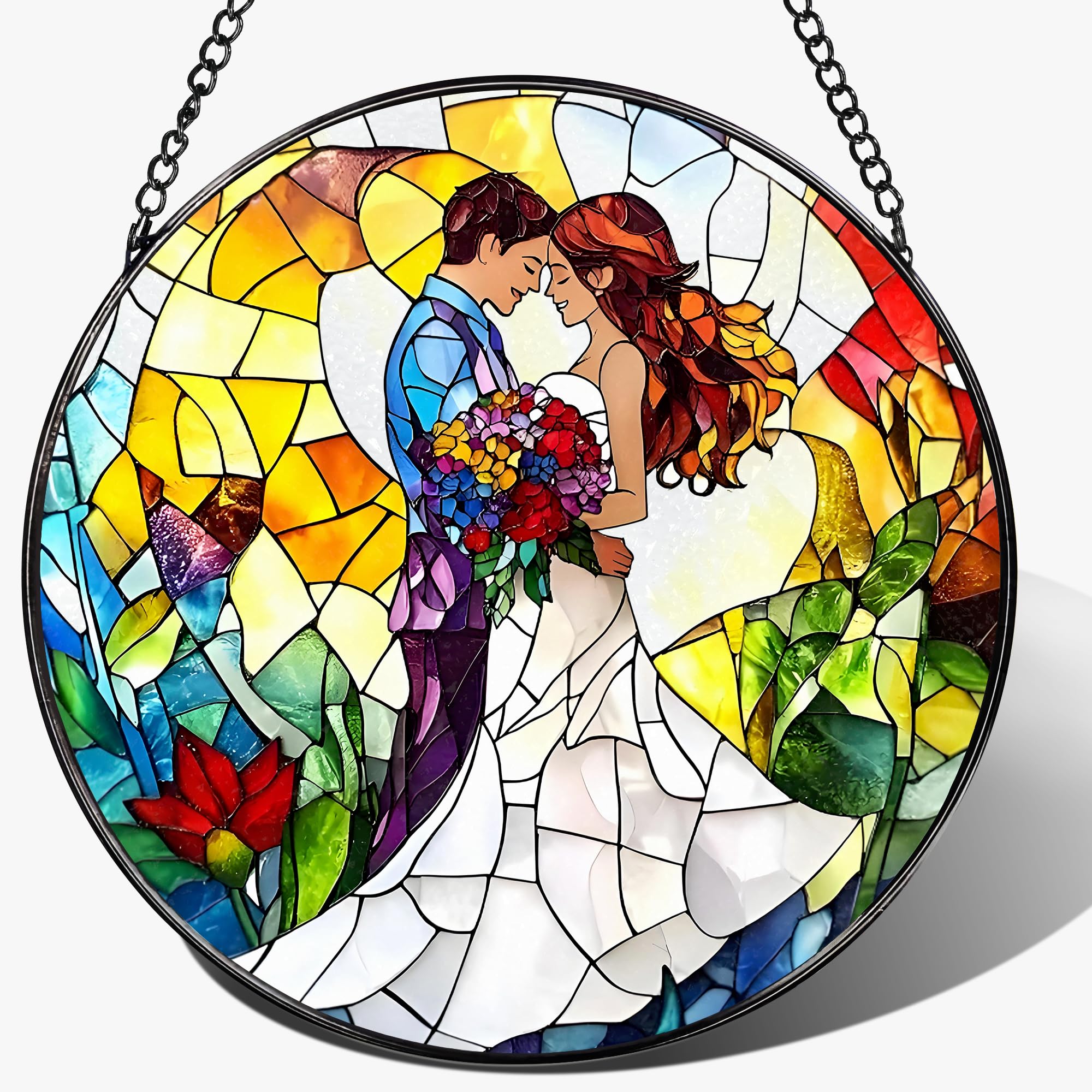 LAOWEIKI vista frontal del suncatcher mostrando diseño romántico y colores