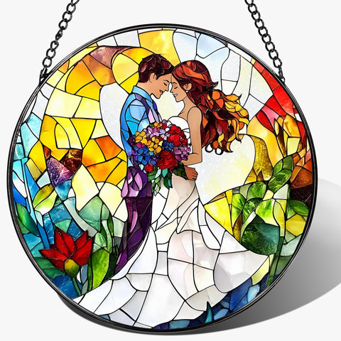 LAOWEIKI vista frontal del suncatcher mostrando diseño romántico y colores
