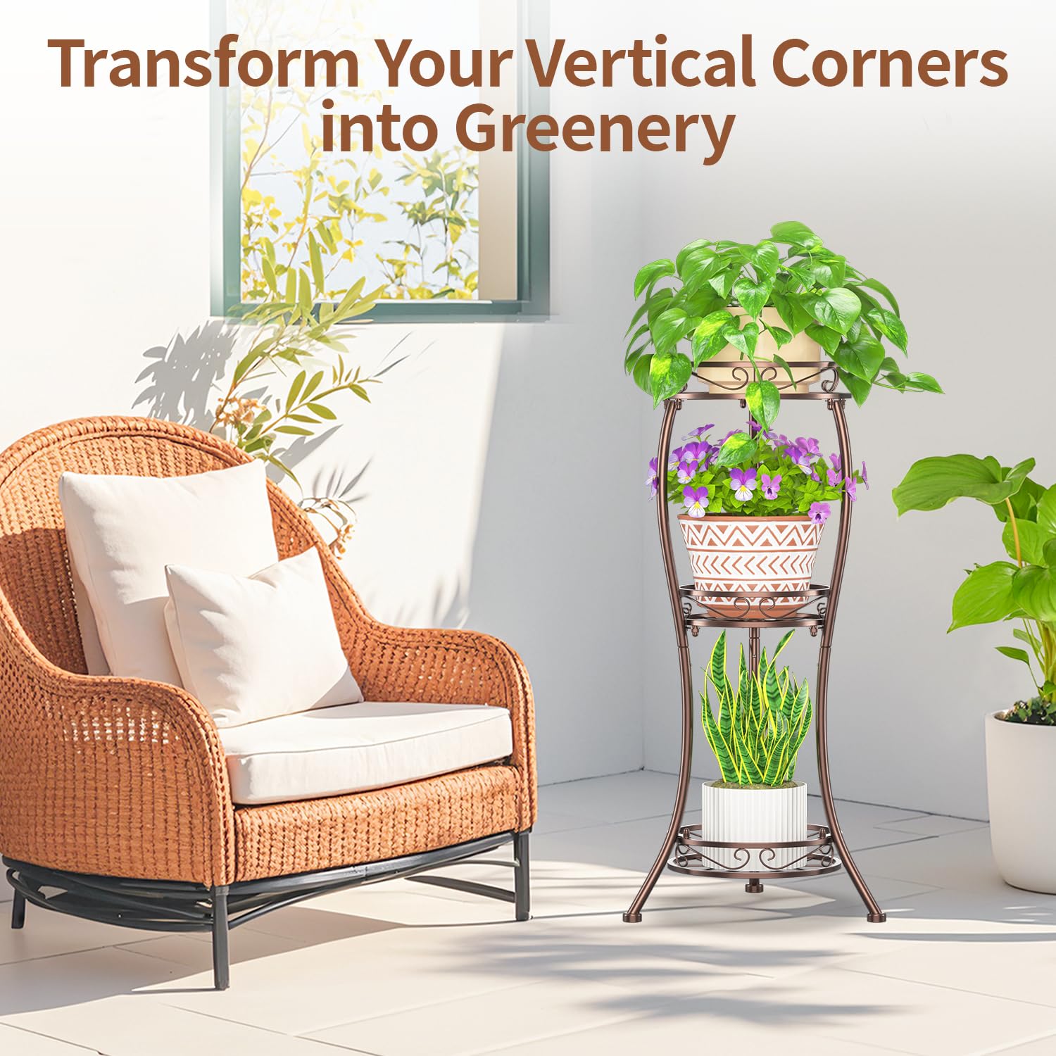LASZOLA en entrada con plantas decorativas, crea un punto focal acogedor
