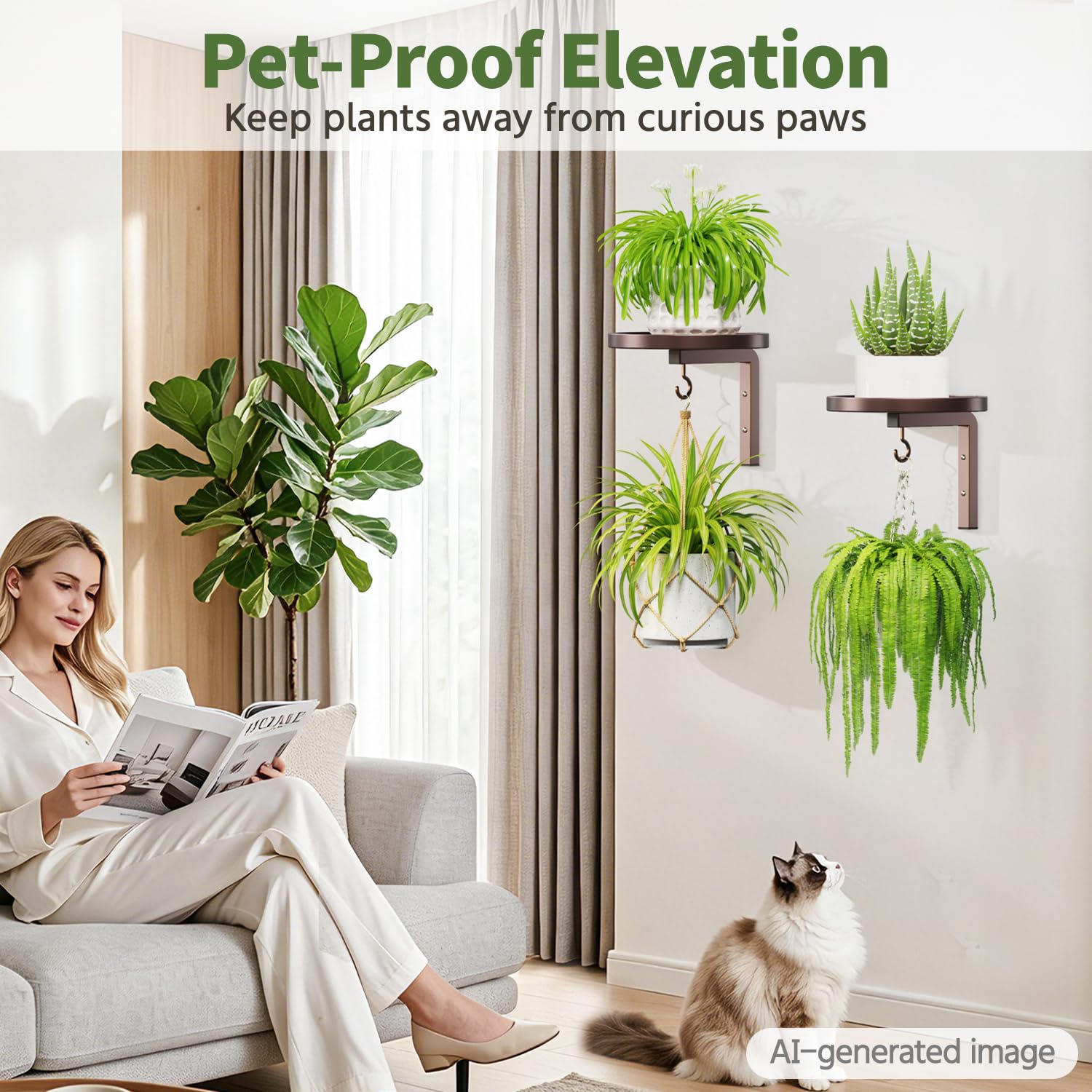LASZOLA estante en sala decorada con plantas mostrando impacto estético