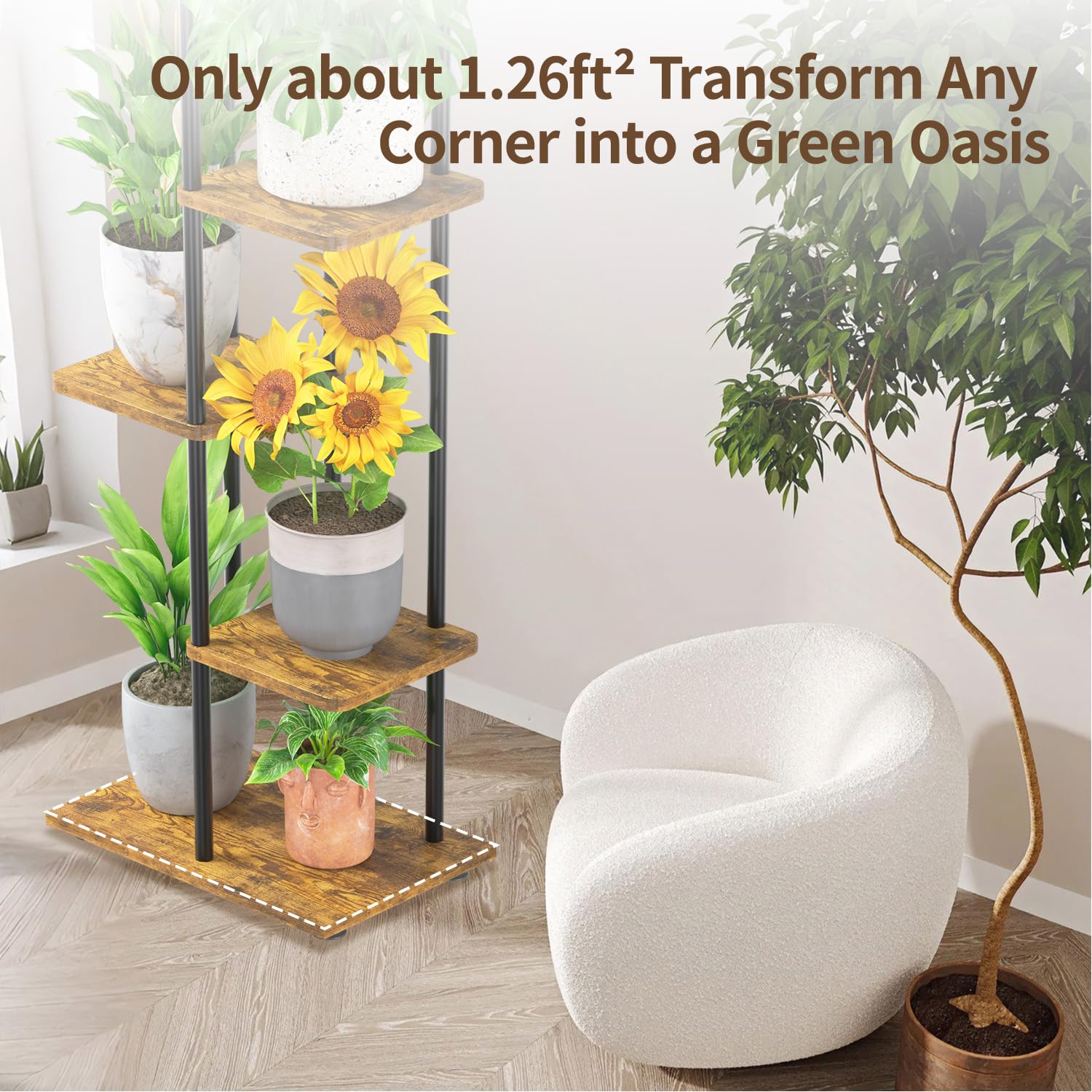 LASZOLA soporte lleno de plantas en ambiente real para inspiración decorativa