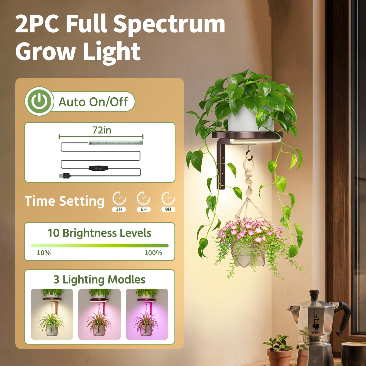 LASZOLA luces LED encendidas ofreciendo iluminación ajustable para plantas