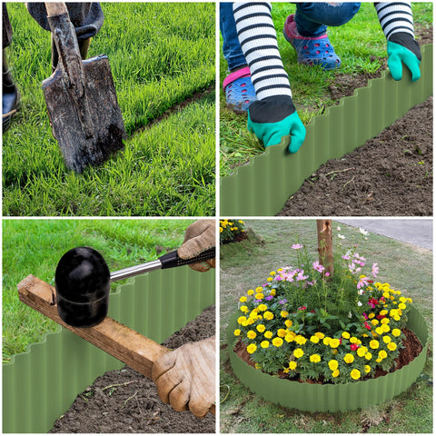 LAVEVE bordillo instalado en parterre separando césped y mulching, orden visual