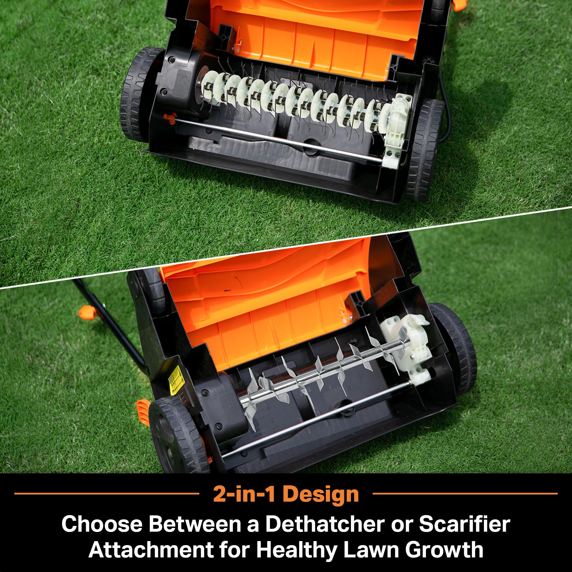 LawnMaster GV1212B detalle de cuchillas, trabajo eficiente contra thatch