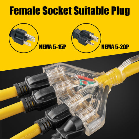 LAZMUMI cuatro tomas NEMA 5‑20R T‑Blade listas para conectar electrodomésticos de 15 A simultáneamente