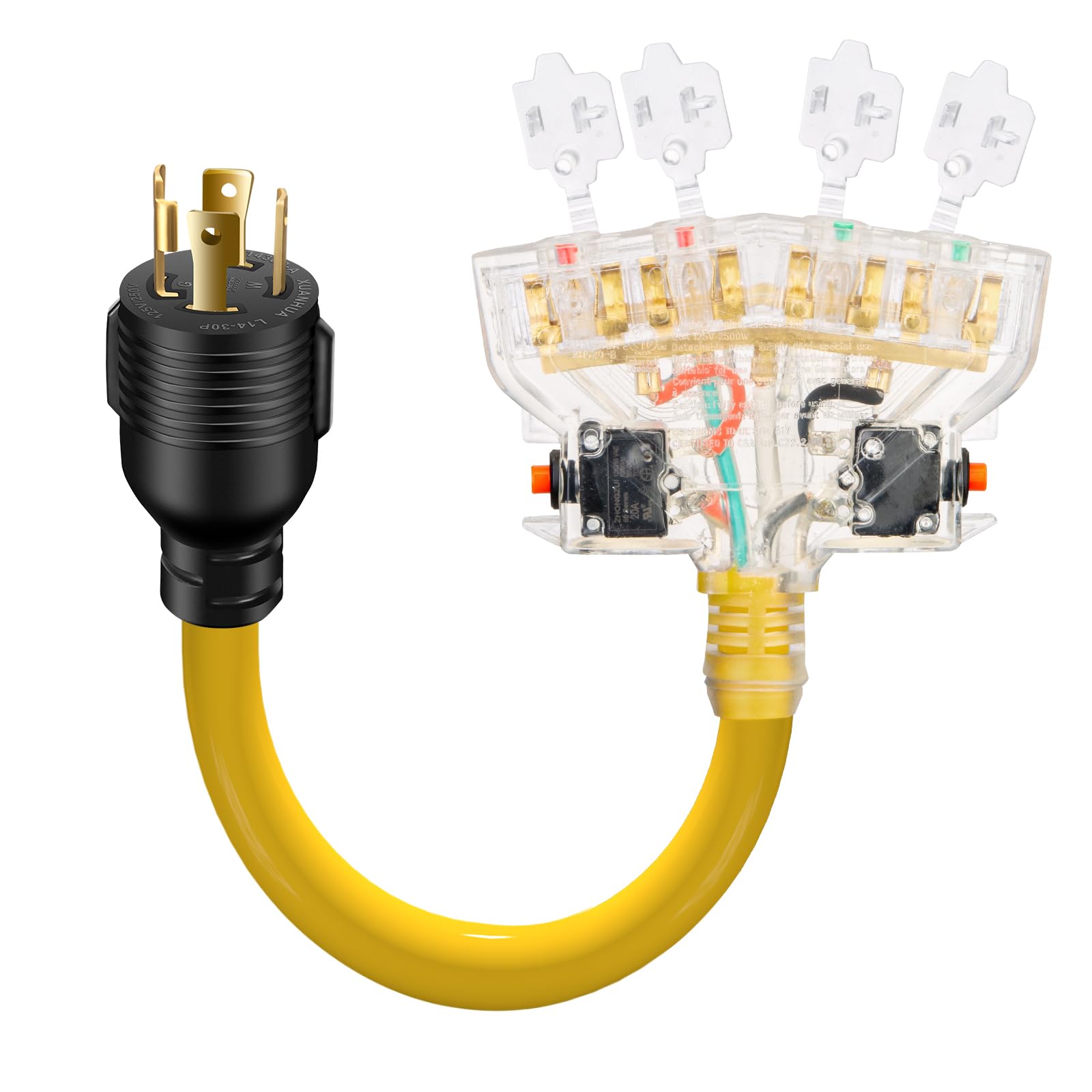 LAZMUMI frente conector L14-30P mostrando ajuste seguro y compatibilidad