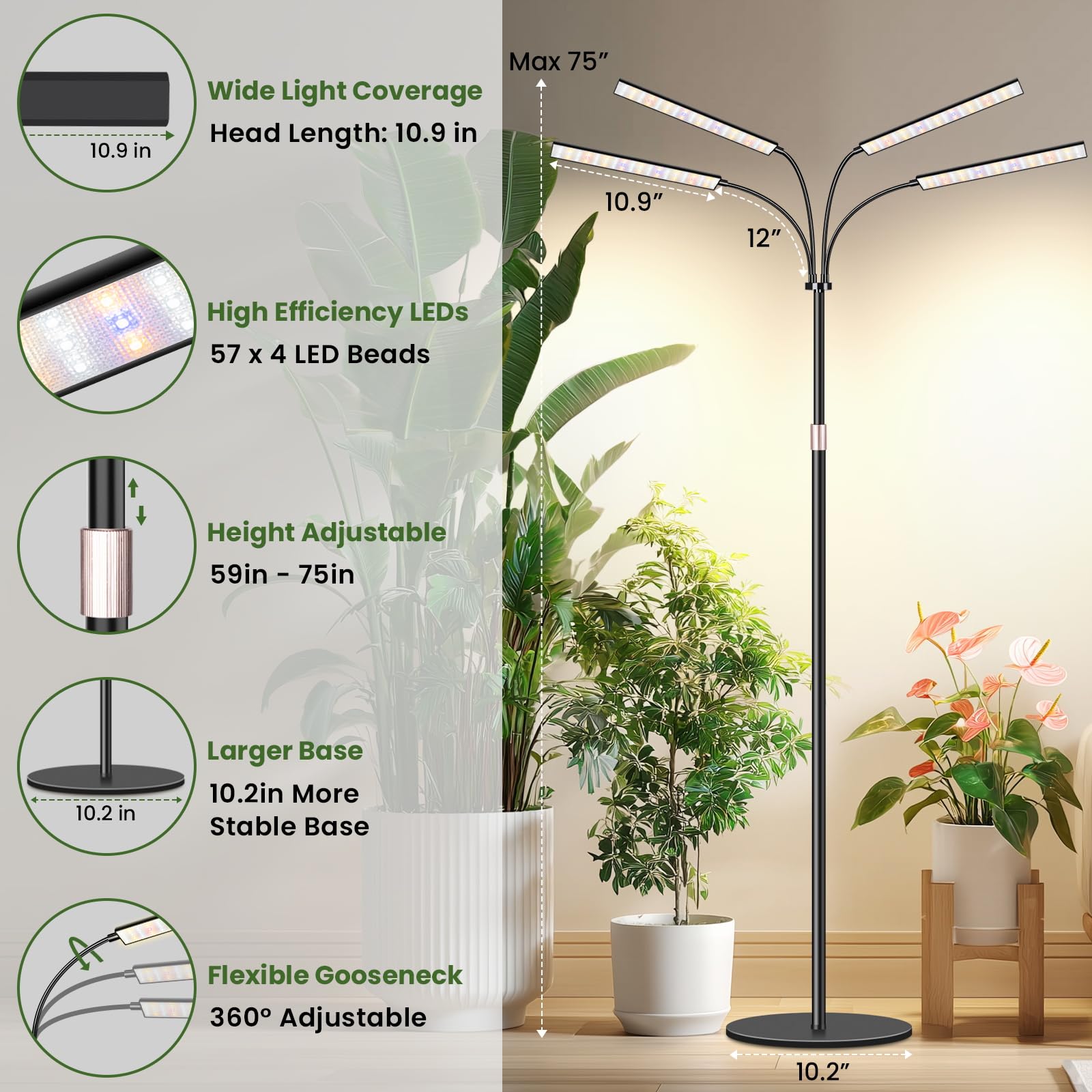 LBW base metálica estable proporcionando soporte seguro para plantas