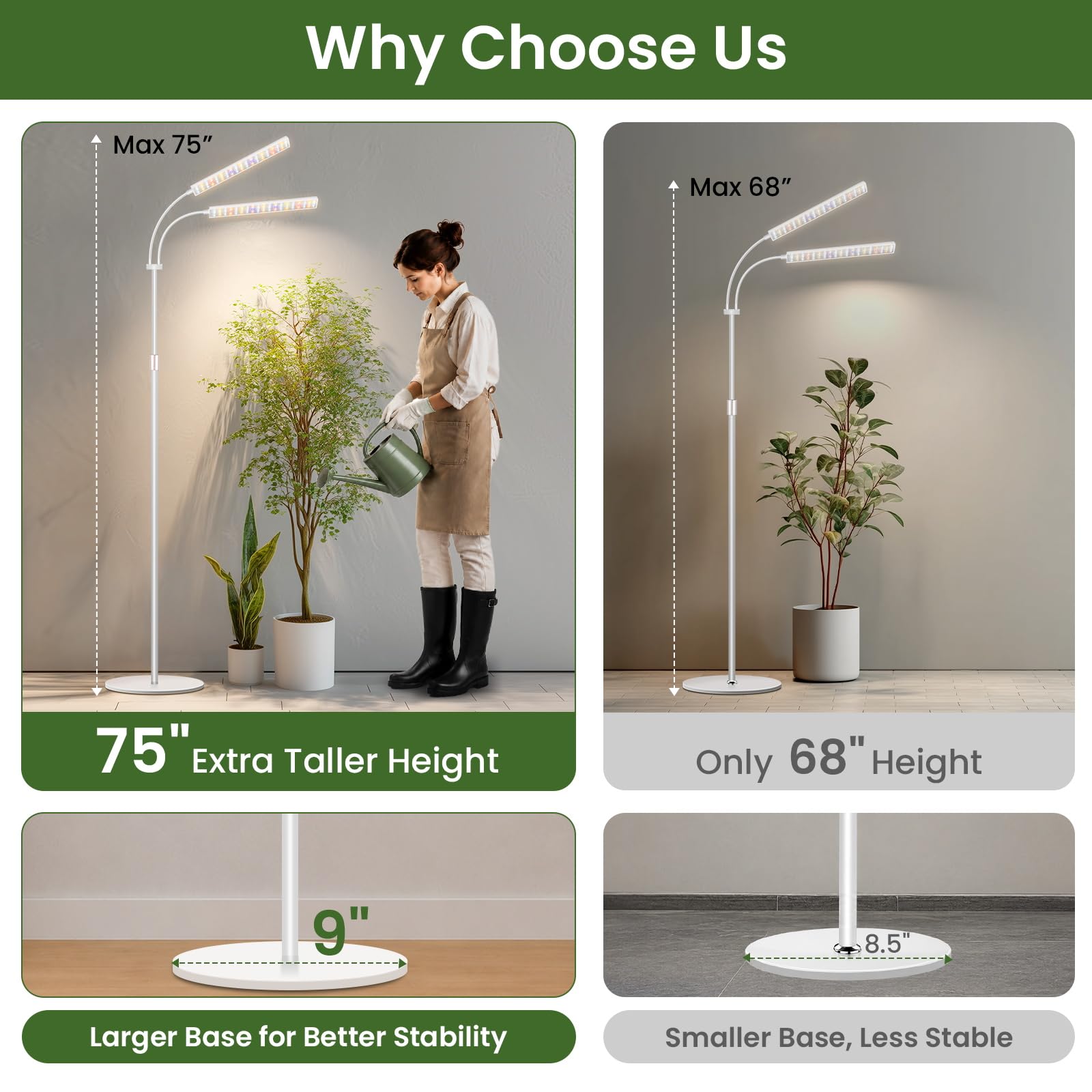 LBW lámpara junto a una silla para mostrar escala y altura ajustable