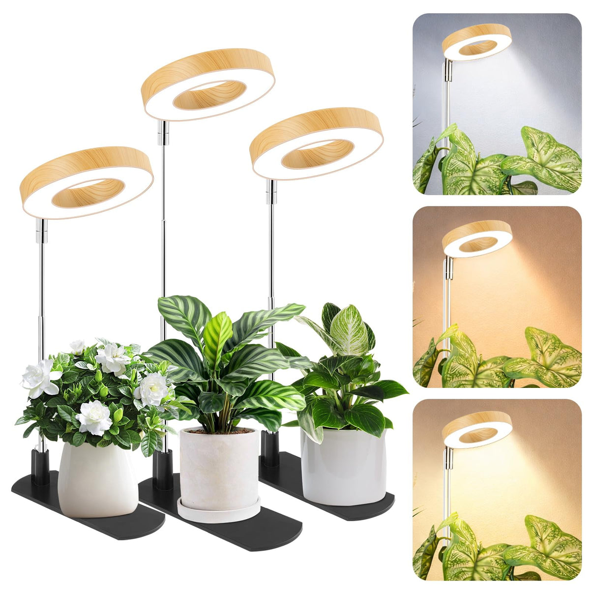 LBW luz halo frontal mostrando diseño bambú y iluminación funcional