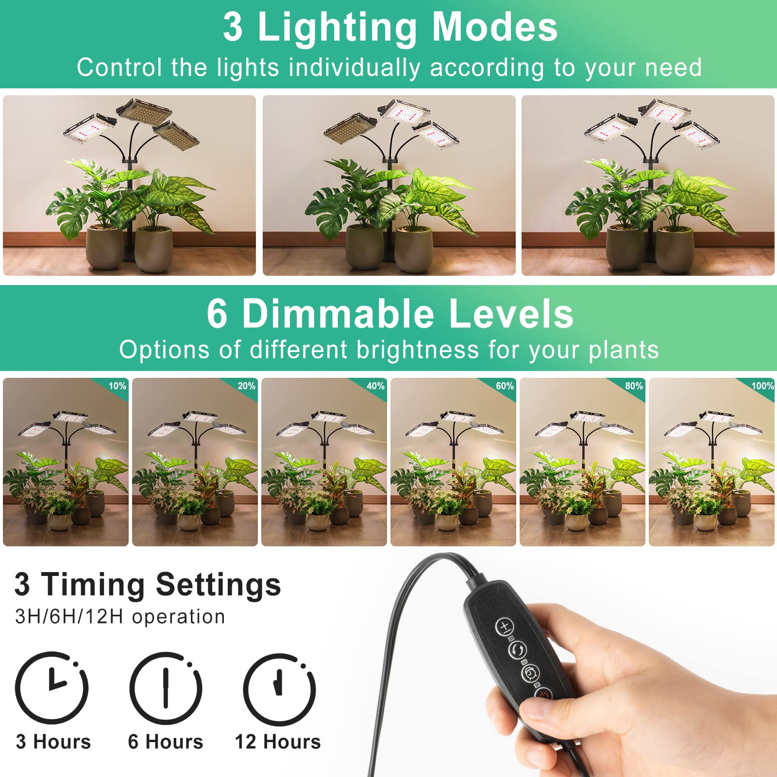 LBW lámpara en escritorio con plantas, proporciona luz suplementaria eficaz