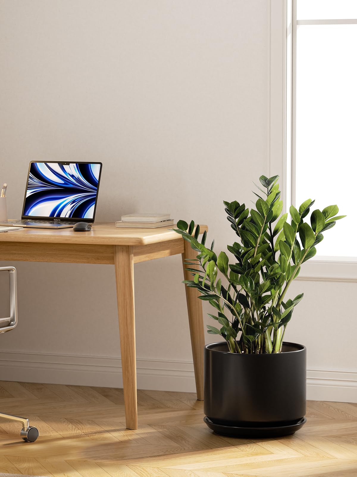 LE TAUCI maceta en uso con planta que realza decoración interior