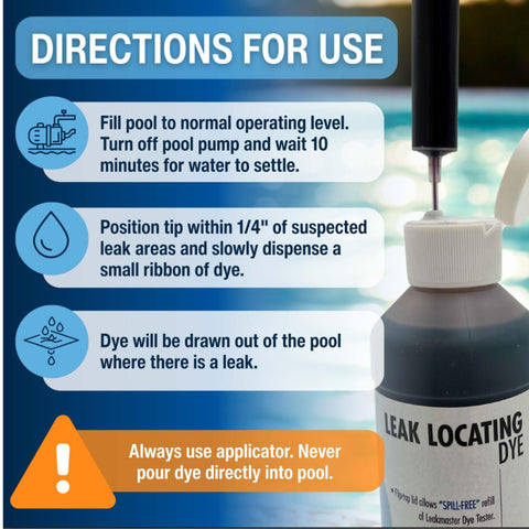 Leakmaster aplicación en piscina demostrando localización efectiva de fugas