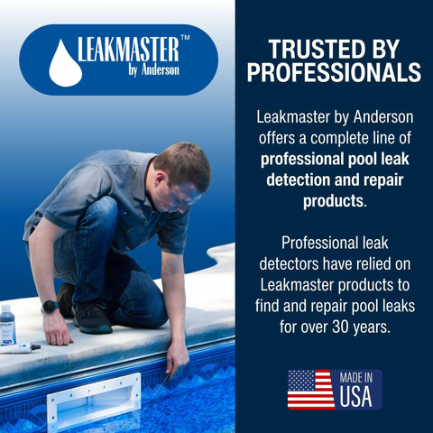 Leakmaster kit colocado junto a piscina para uso profesional y práctico