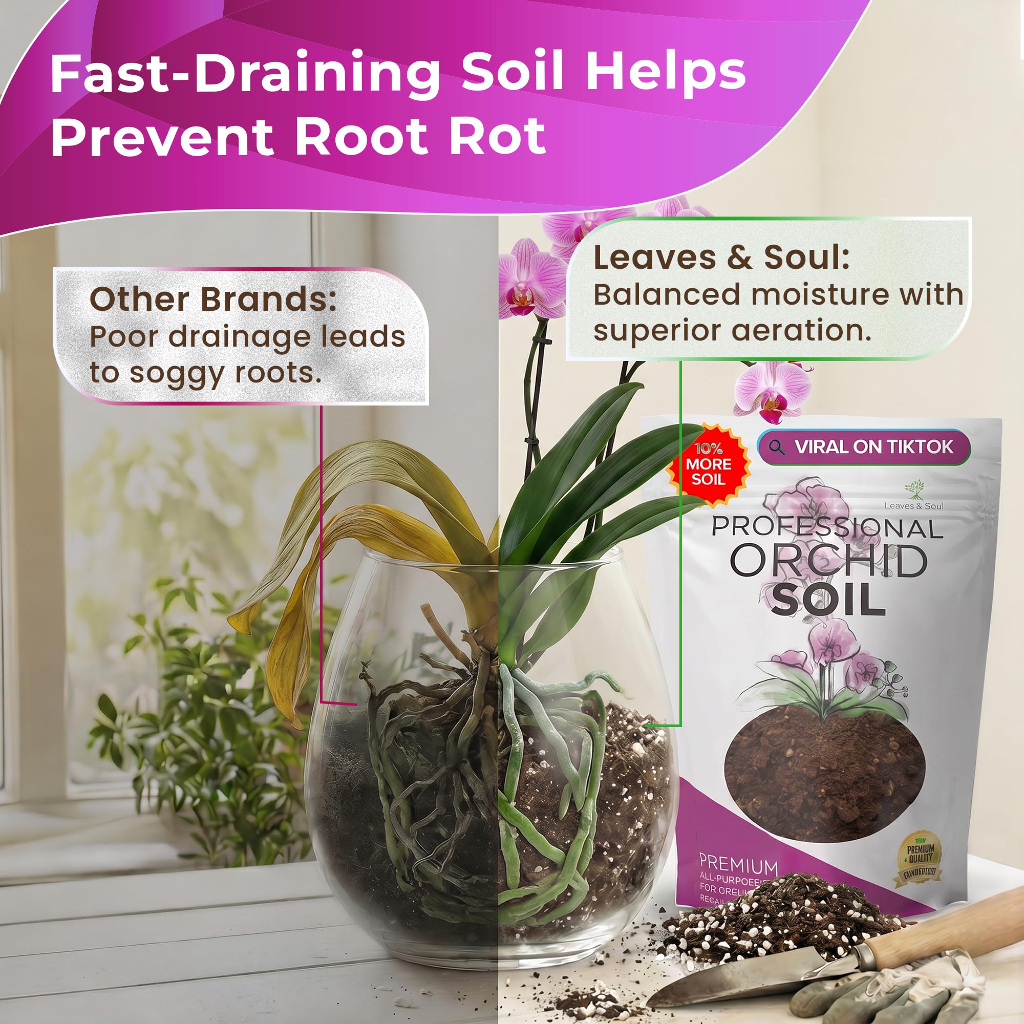 Leaves and Soul etiqueta con ingredientes y beneficios claros