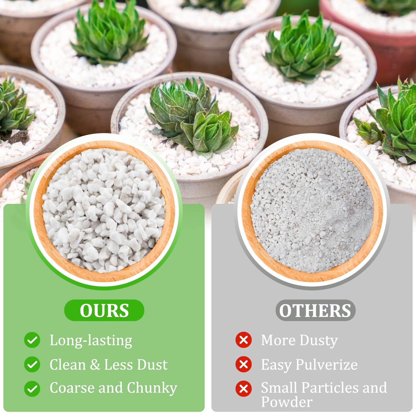 Legigo perlite mezclado en maceta mejorando drenaje y crecimiento visible