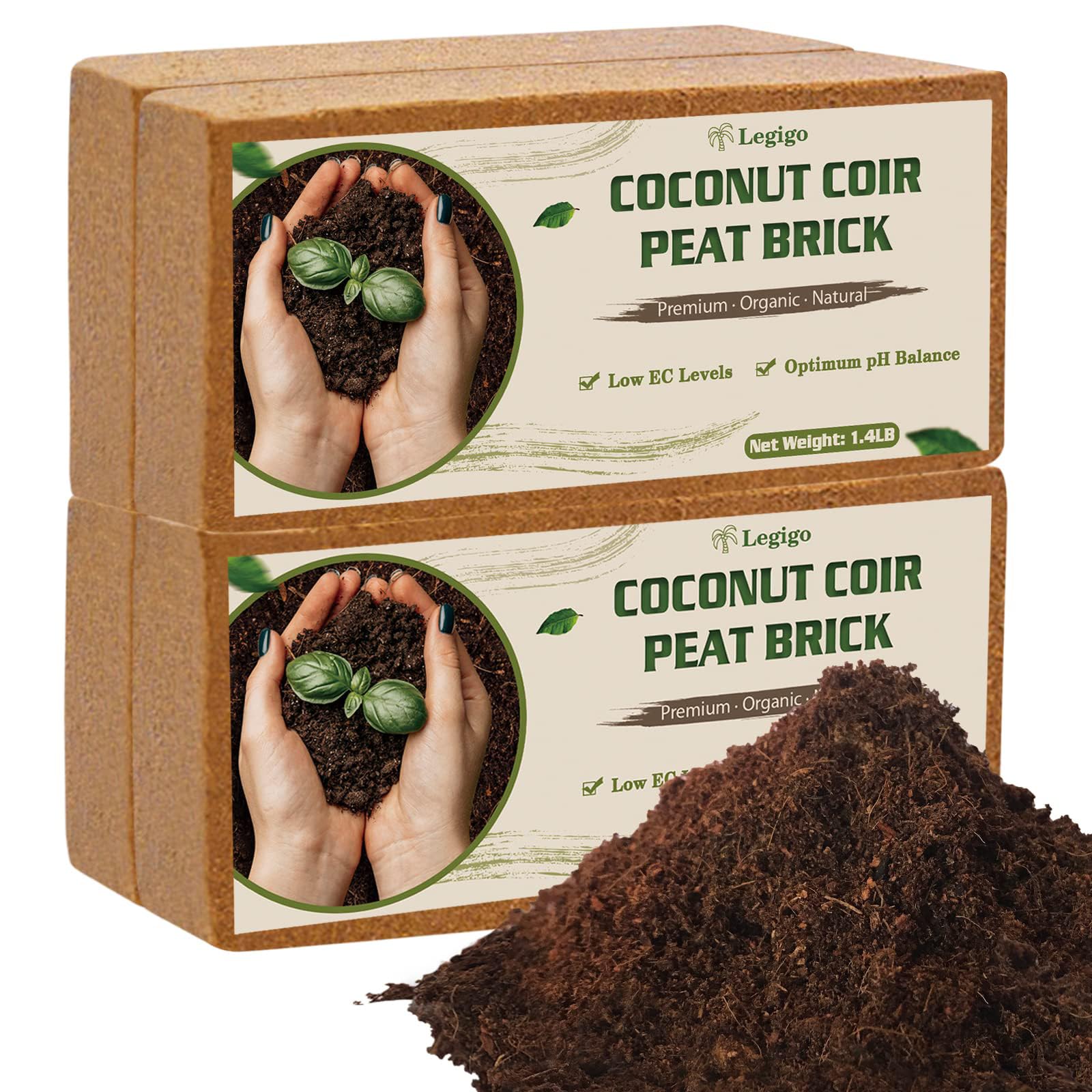 Legigo empaque frontal con cuatro bloques de coir, ahorro de espacio