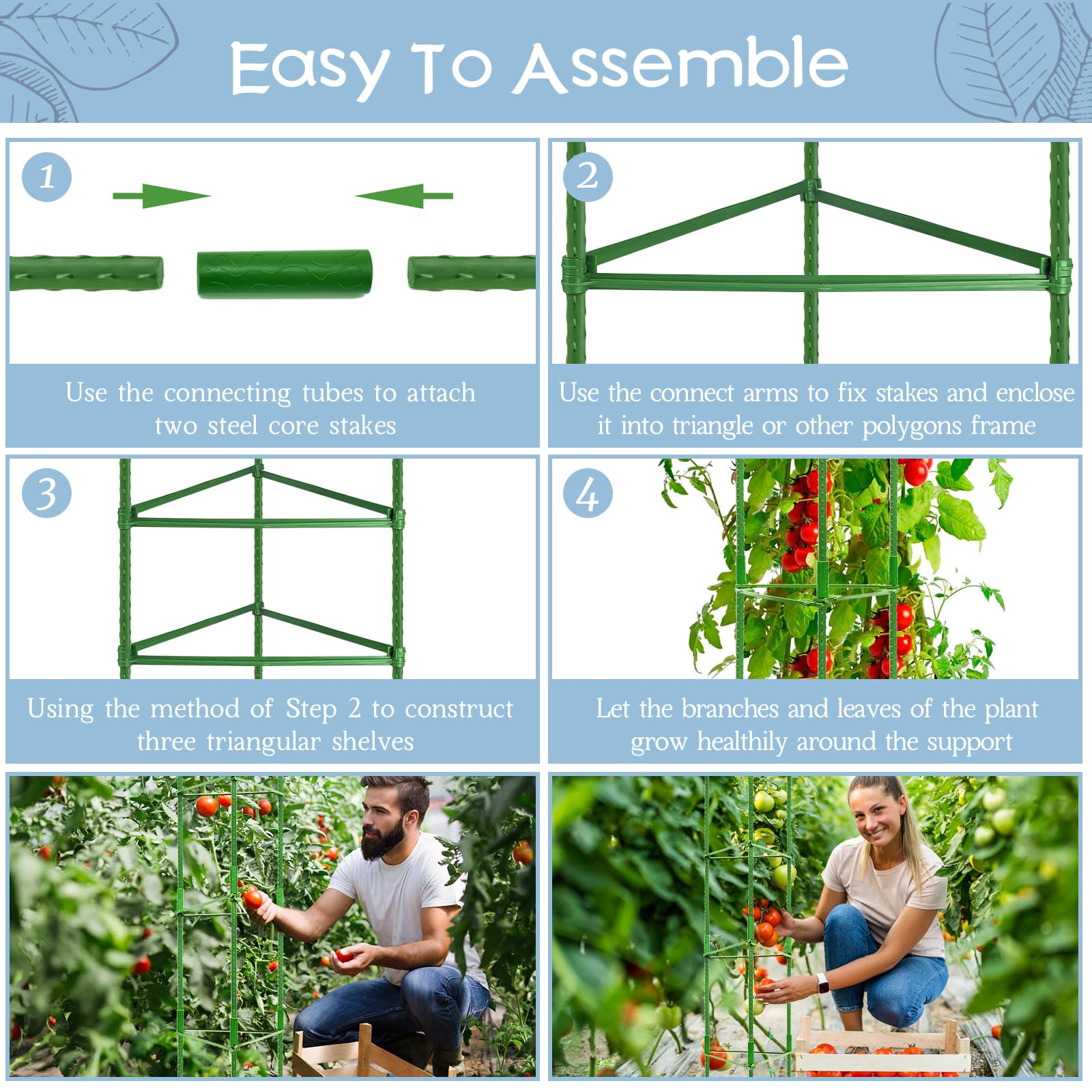 Legigo jaula en uso sosteniendo tomates para mejor crecimiento