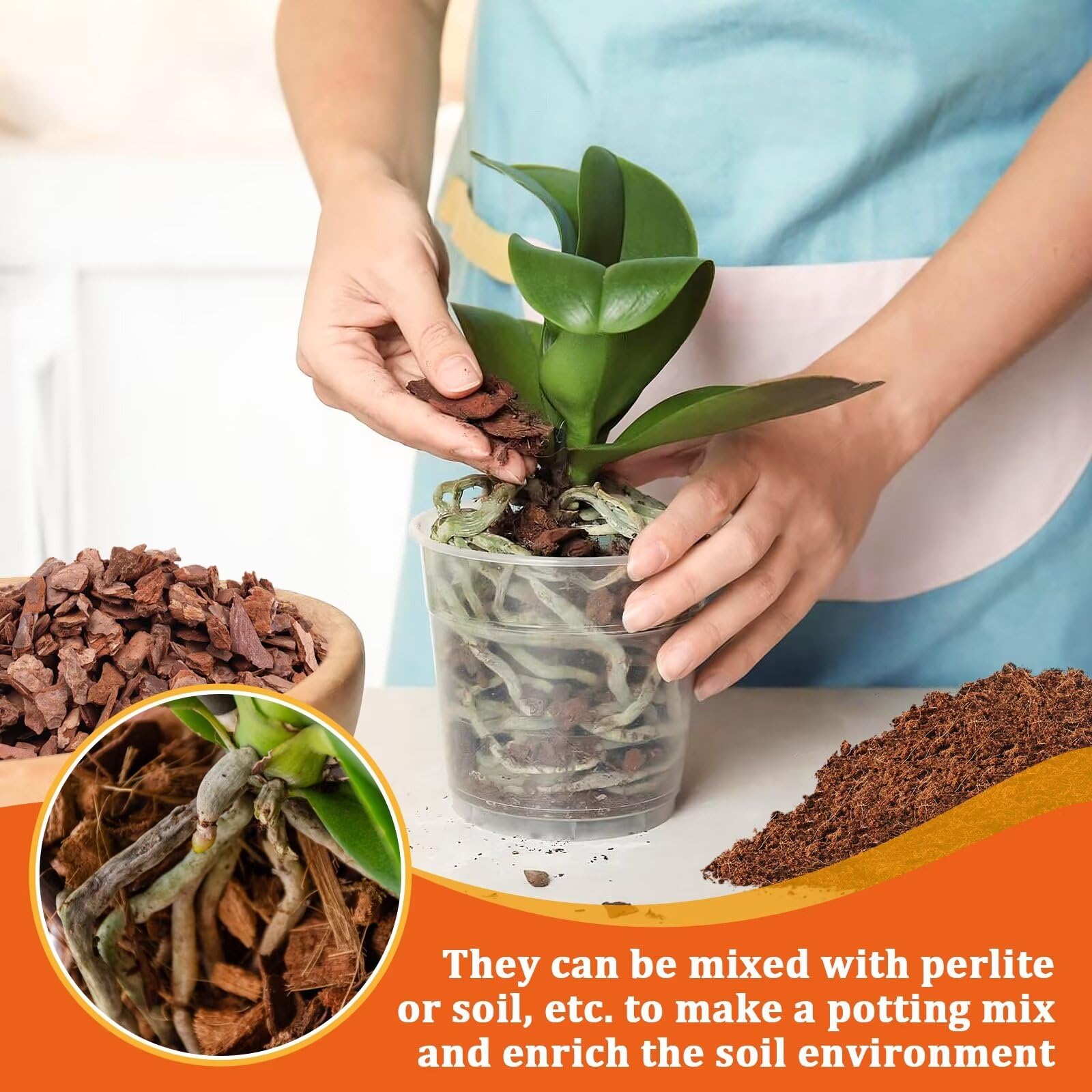 Legigo corteza usada como mantillo decorativo que conserva humedad