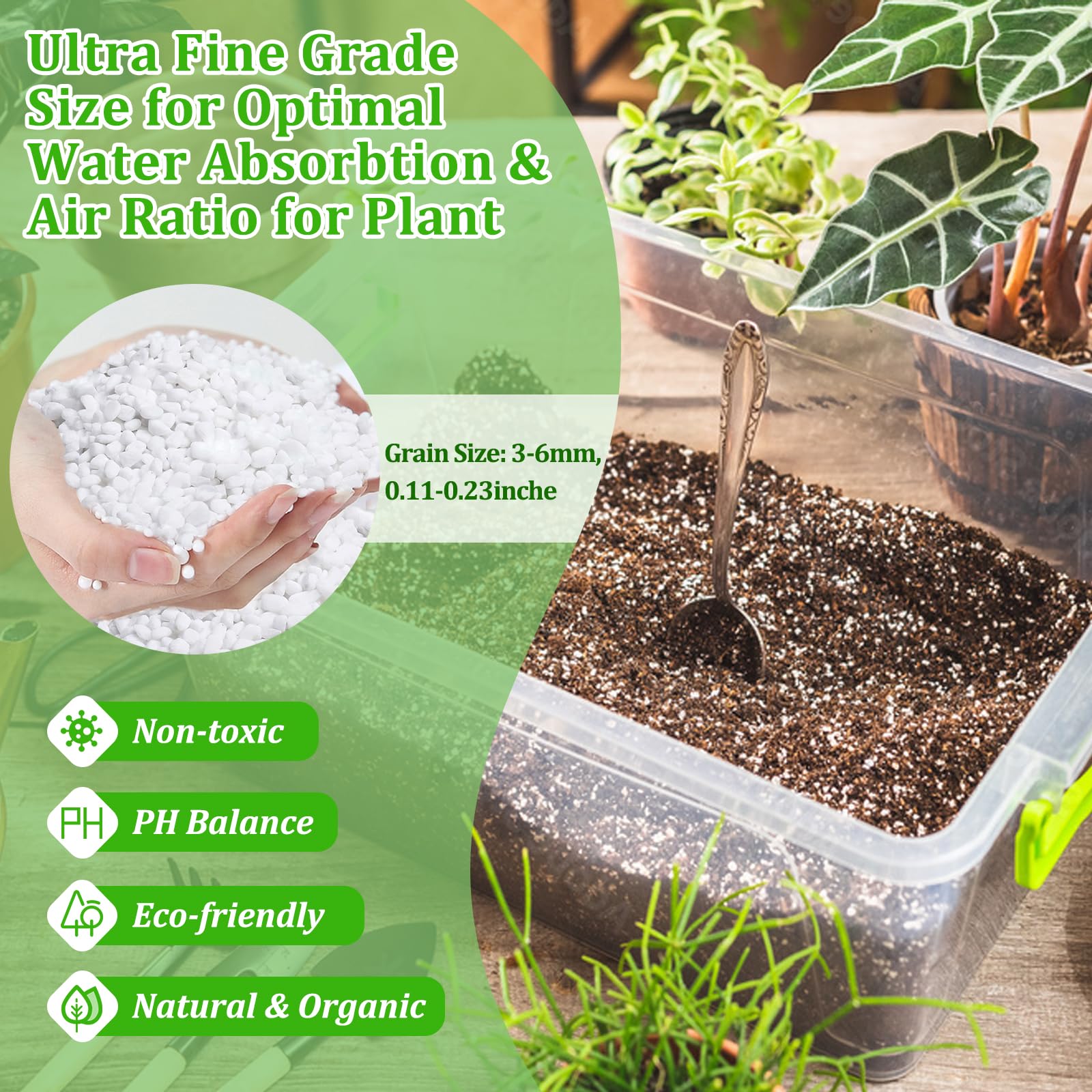 Legigo primer plano de textura de perlite mostrando granulado uniforme y porosidad