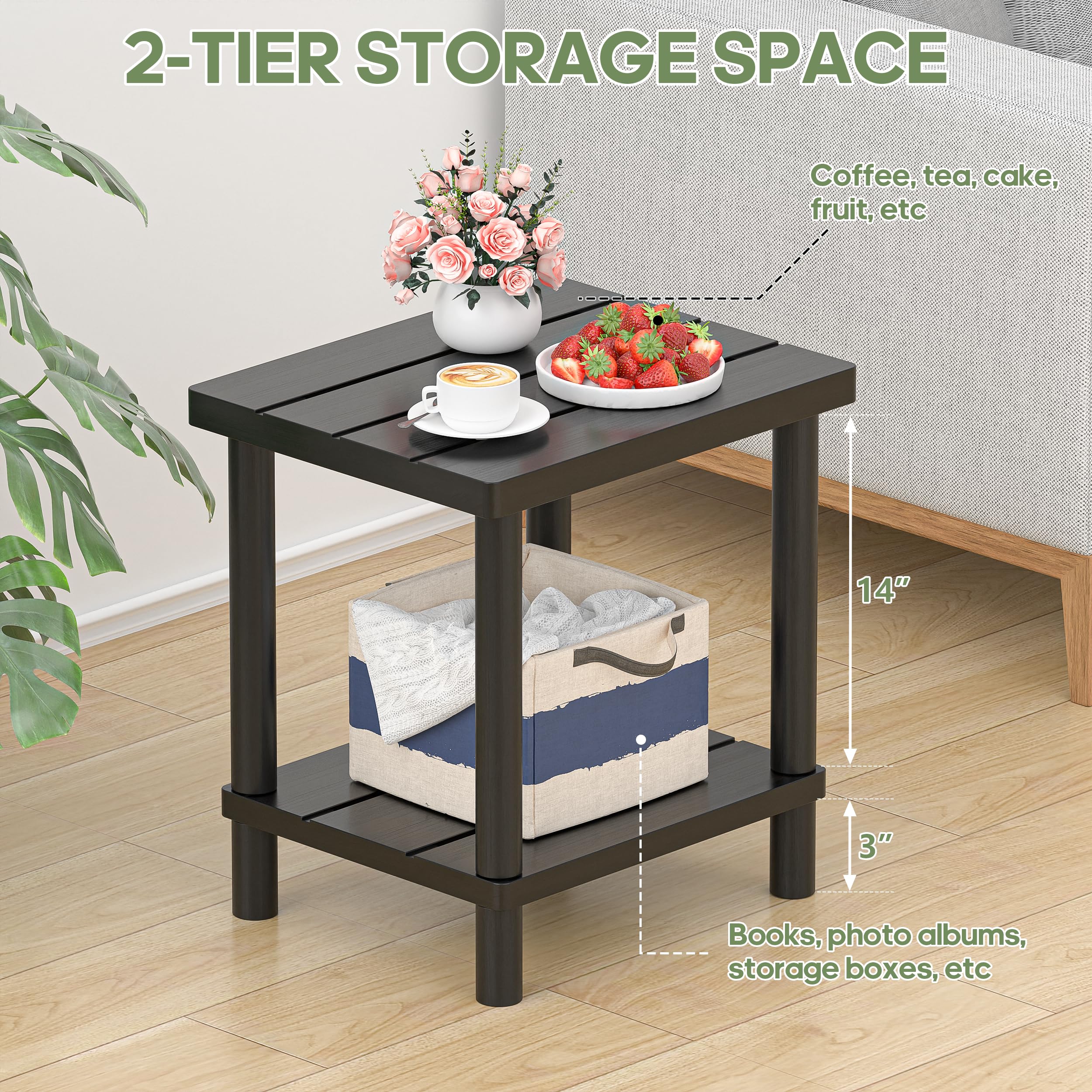 LEJANEOYE mesa al lado de una silla Adirondack mostrando practicidad en uso exterior